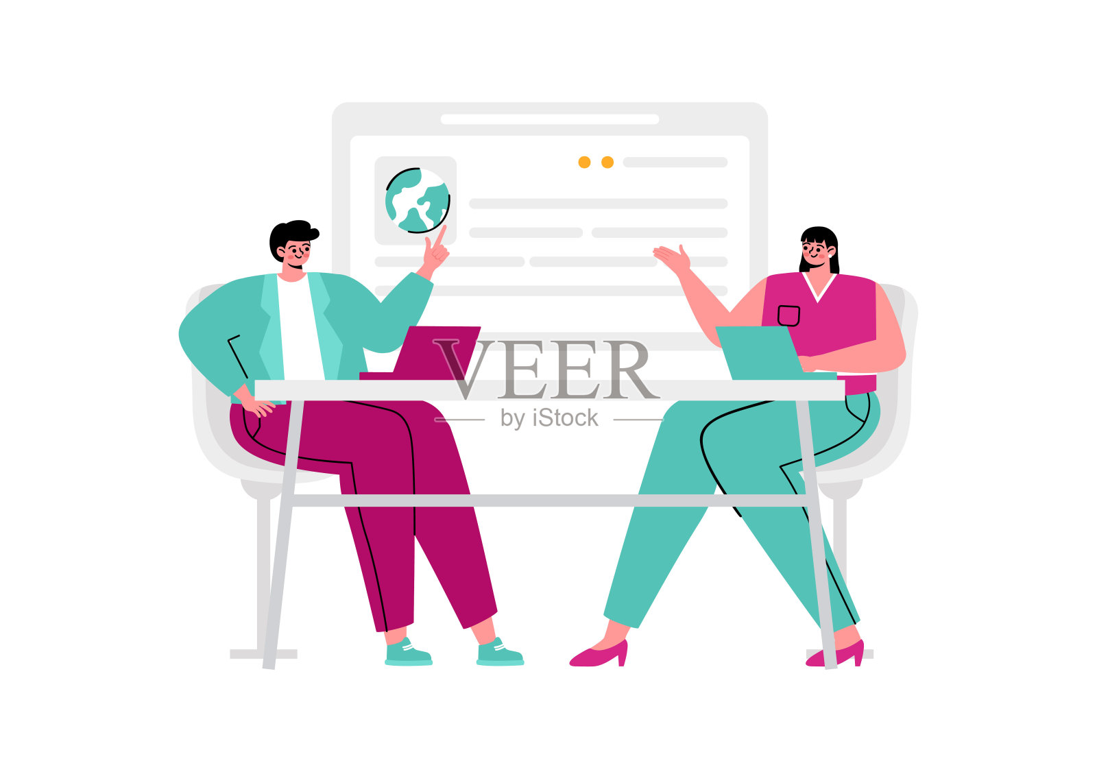 移民顾问矢量插图与咨询援助，为计划在平面卡通背景中移动的人提供建议插画图片素材