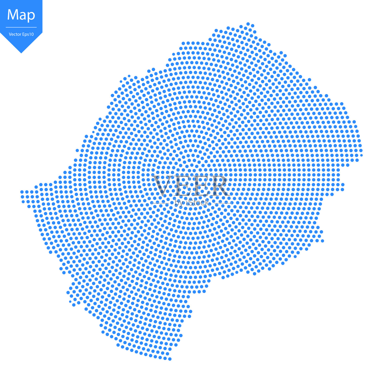 摘要图形莱索托地图从点蓝色在一个白色的背景。插画图片素材