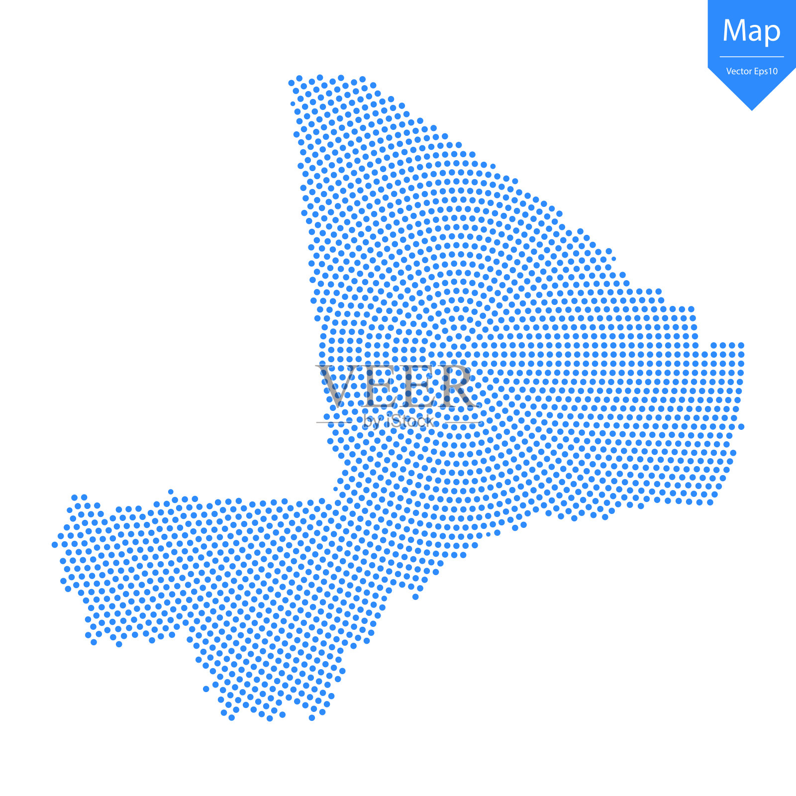 抽象图形马里地图从点蓝色在白色背景。插画图片素材