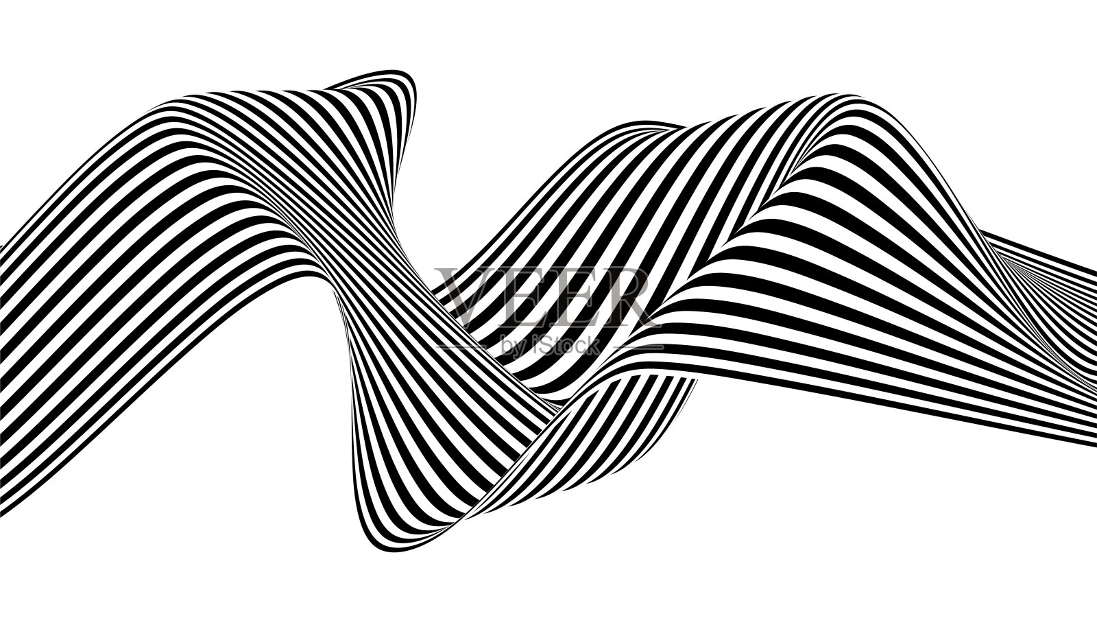 黑白抽象透视线条条纹。本空间插画图片素材