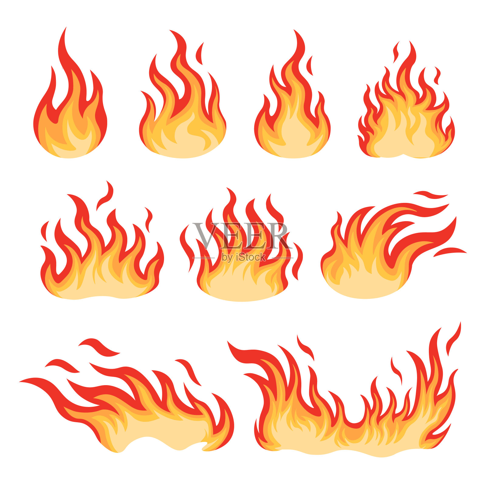 火图标。火力矢量集合。插画图片素材