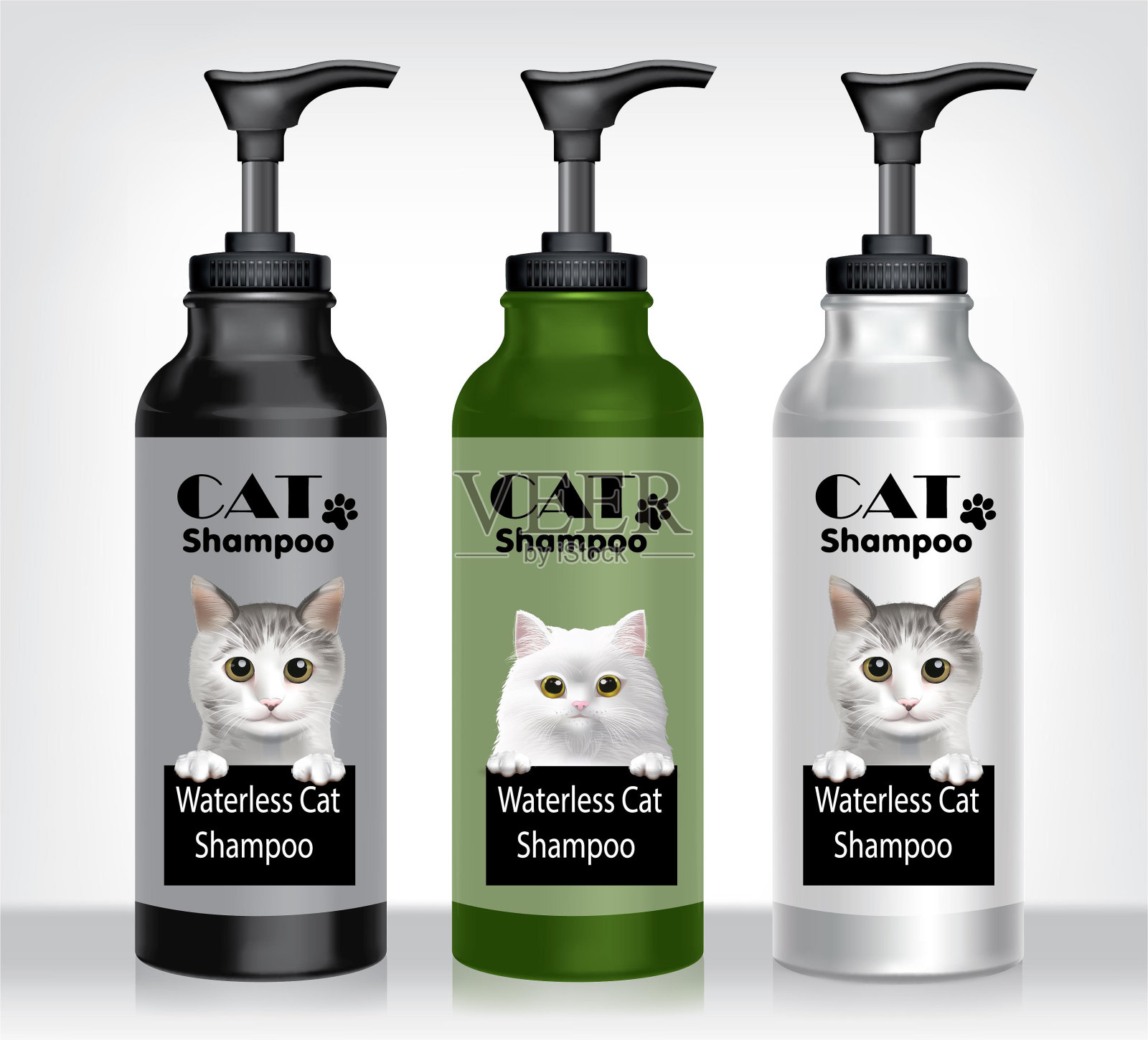 为猫设计一个洗发水瓶子插画图片素材