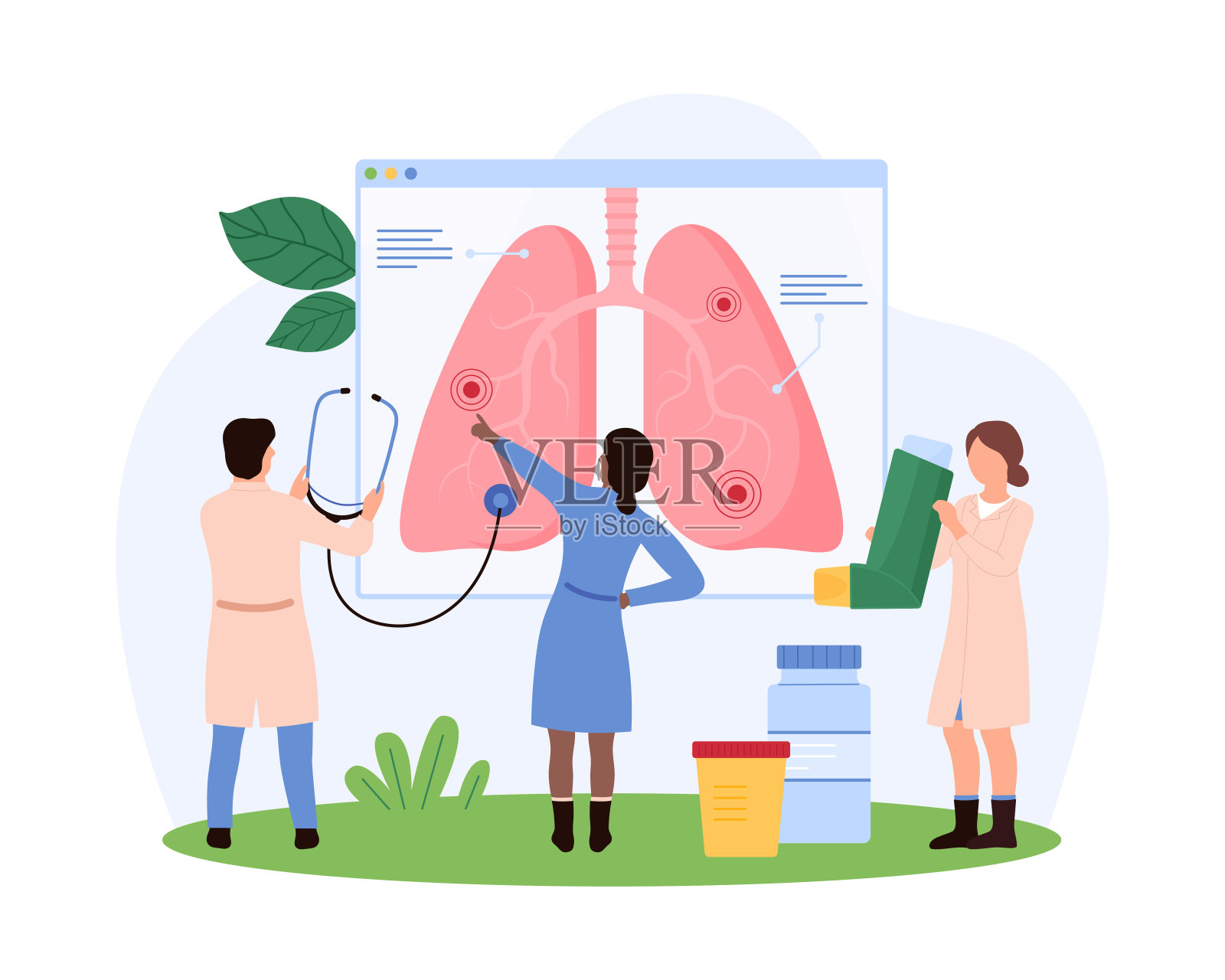 肺医学概念与小人插画图片素材
