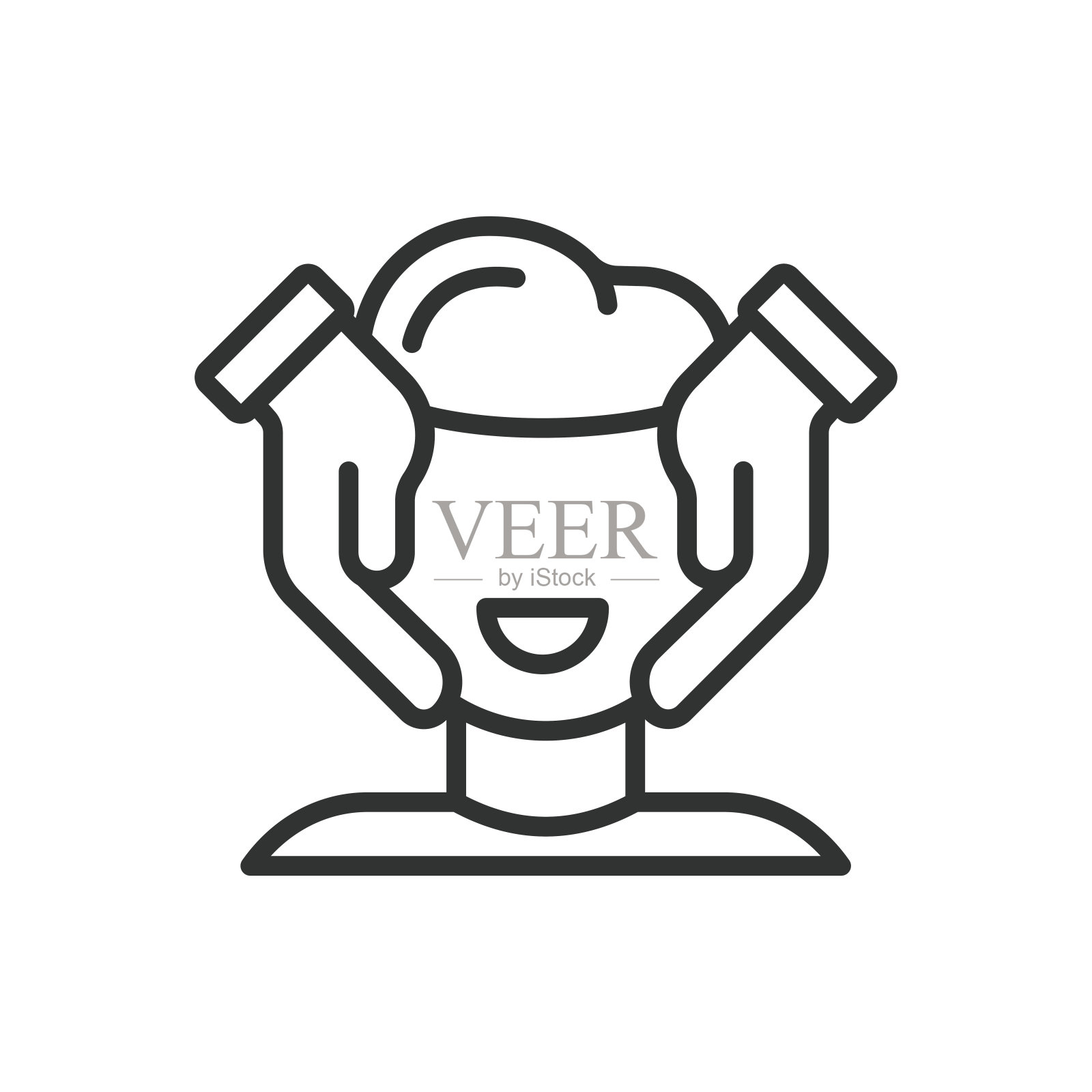 面部按摩，线条设计。面部按摩，护肤，面部护理，放松，美容治疗，自我护理，抗衰老白色背景矢量。面部按摩可编辑的笔画图标。插画图片素材