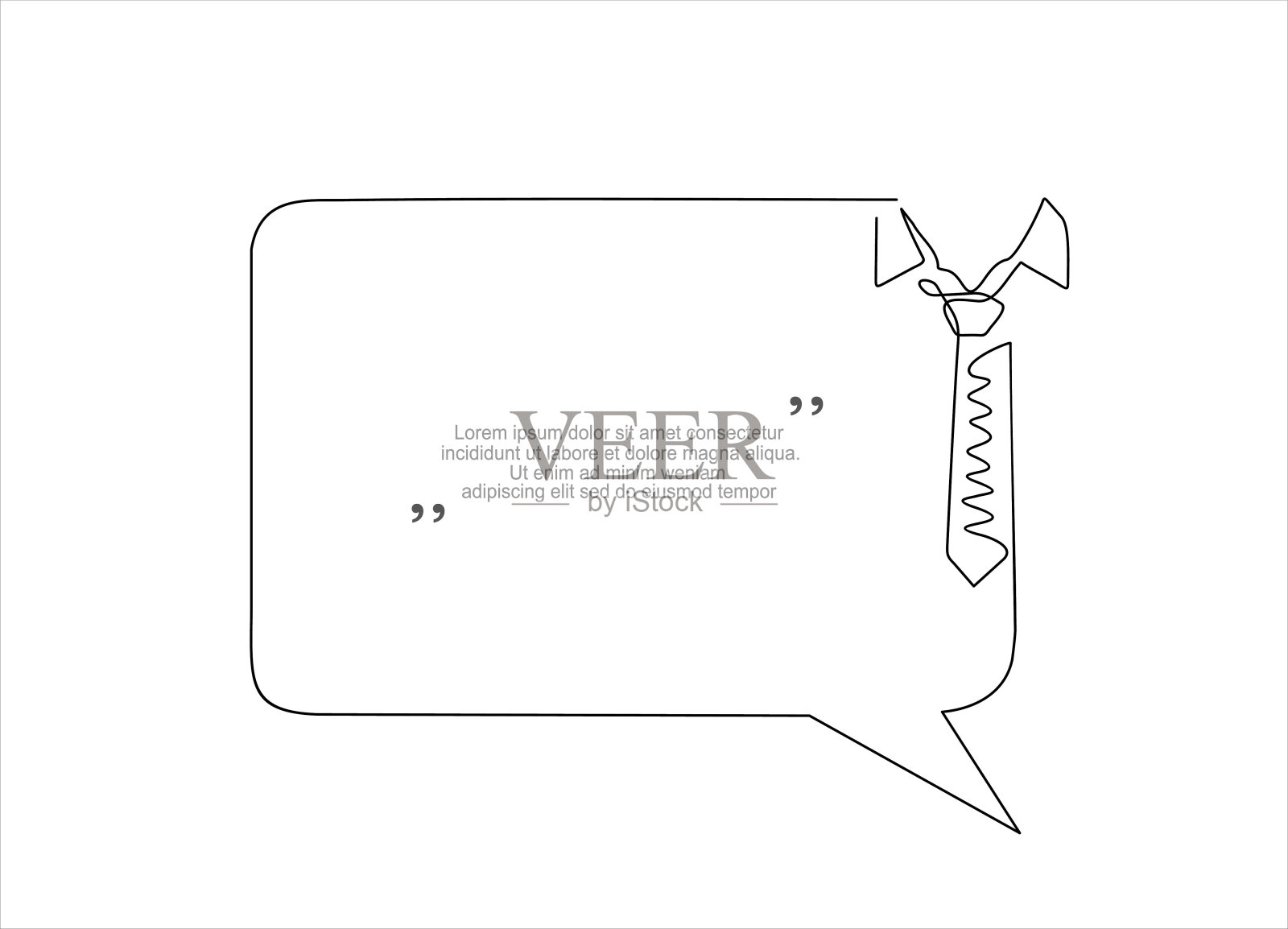 连续一条线绘制领带和语音气泡。时尚的线条艺术矢量在一个白色的背景。矢量插图。父亲节的概念插画图片素材