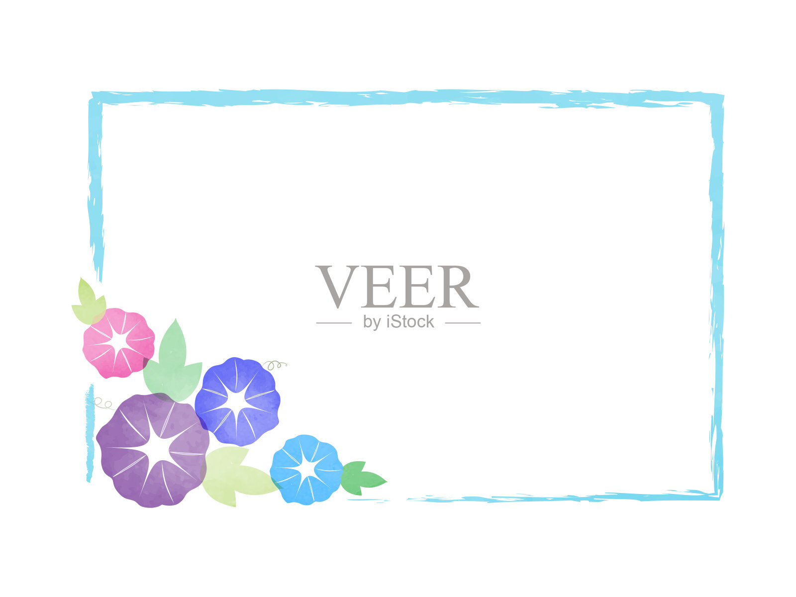 水彩牵牛花框架插画图片素材