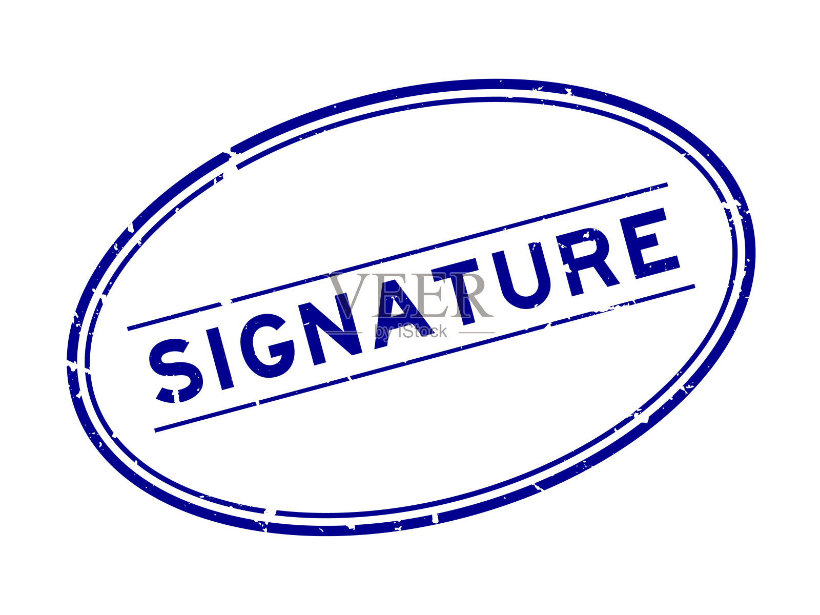 垃圾蓝色签名字橡胶印章在白色背景插画图片素材