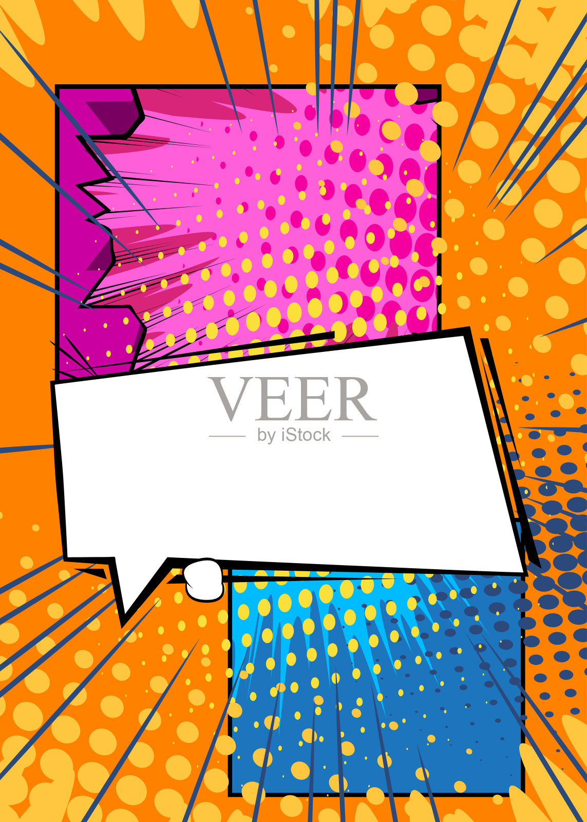 卡通空白语音泡泡，漫画经典背景。复古矢量漫画波普艺术设计。插画图片素材