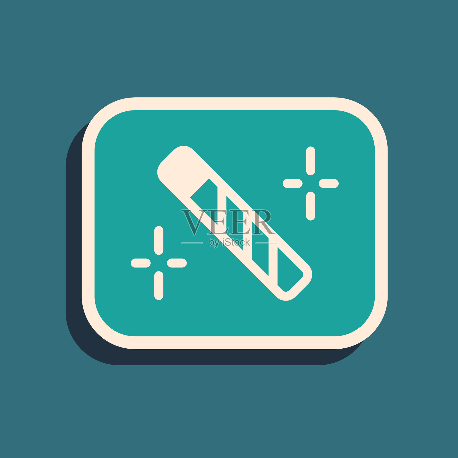 绿色照片修饰图标隔离在绿色背景上。摄影师，摄影，润饰图标。长影式。向量插画图片素材