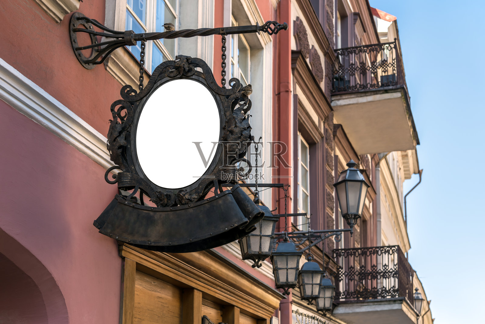 挂在墙上的铁匠风格餐厅招牌模型照片摄影图片