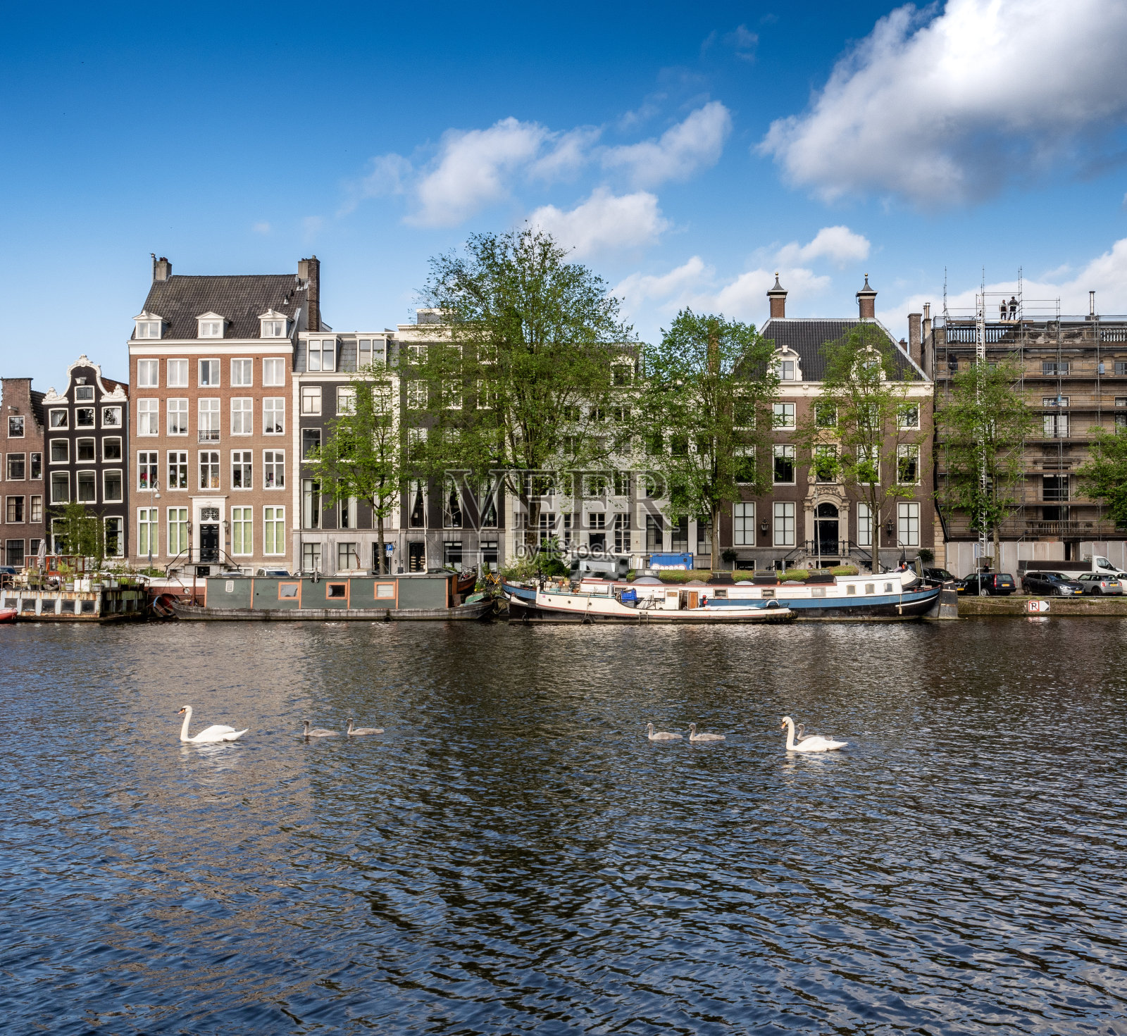 阿姆斯特丹市中心典型的荷兰式房屋照片摄影图片