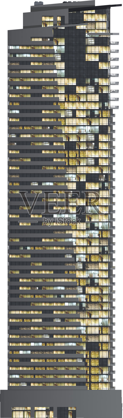 现代建筑的立面夜景-摩天大楼照片摄影图片