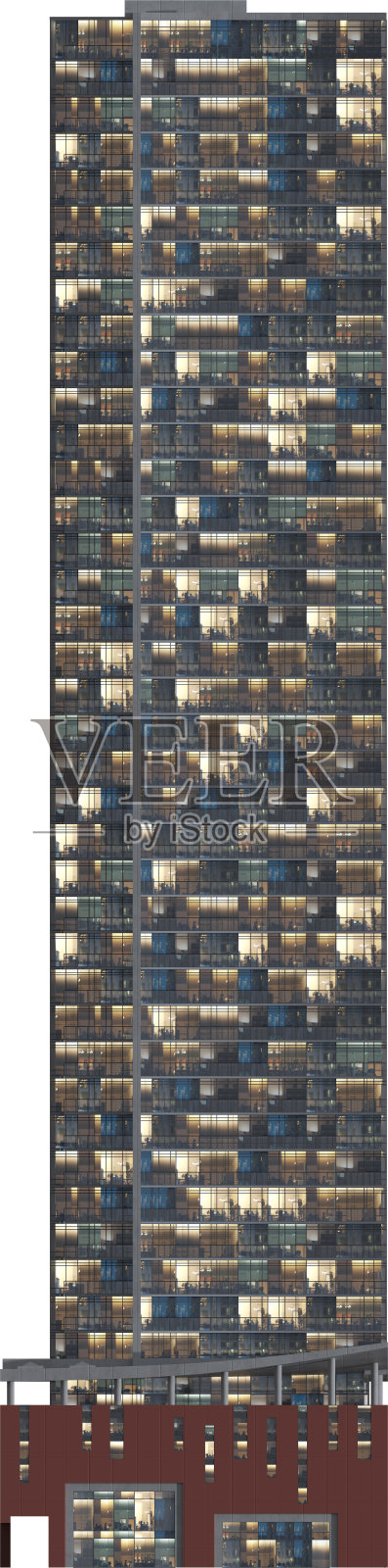 现代建筑的立面夜景-摩天大楼照片摄影图片