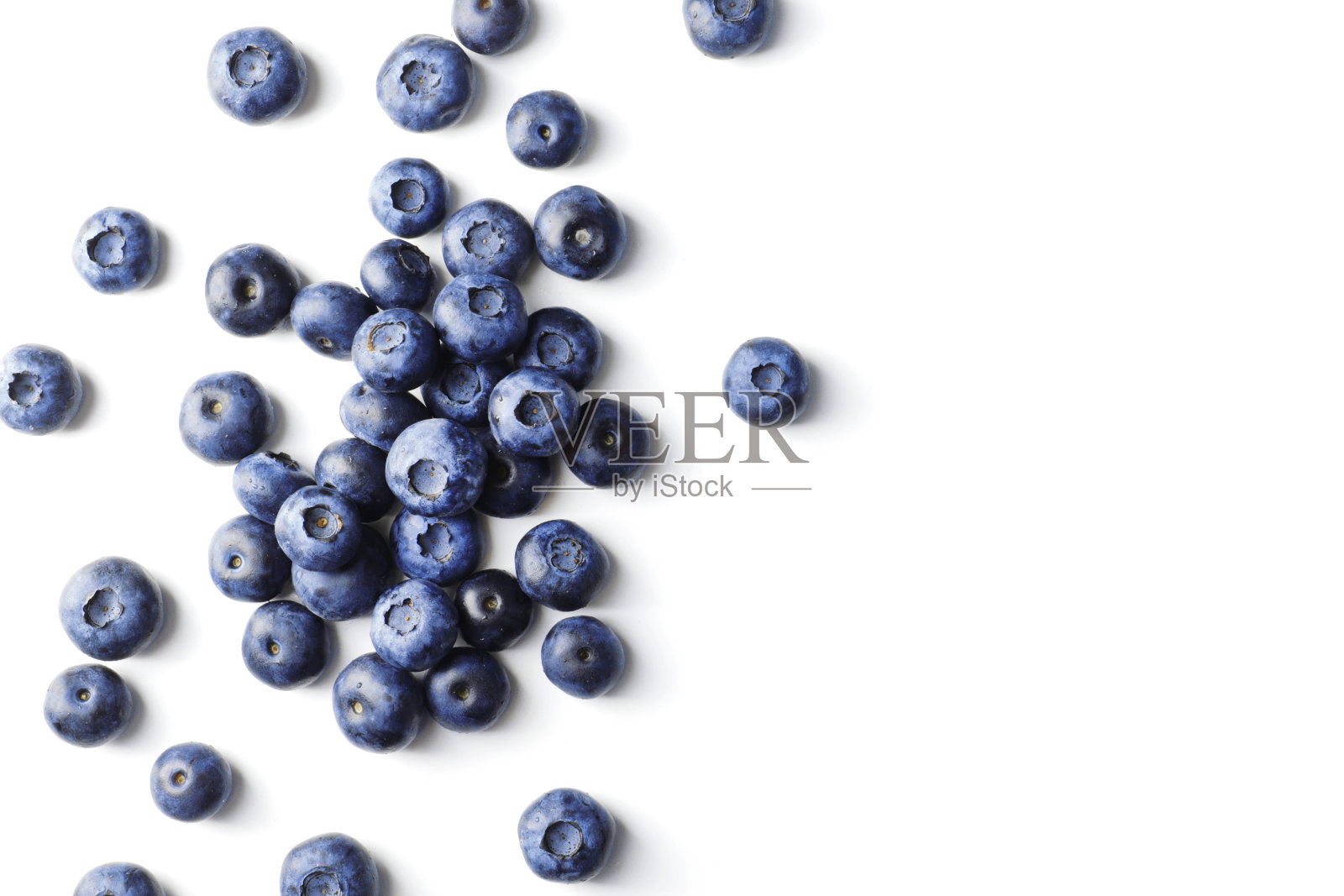 在白色背景上孤立的新鲜成熟的蓝莓照片摄影图片