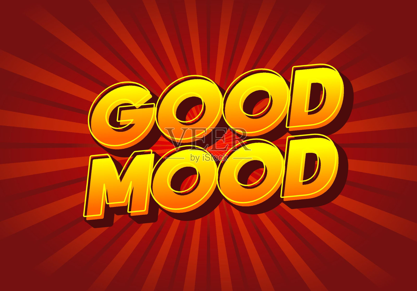 一个好心情。文字效果在3D看渐变紫黄色插画图片素材