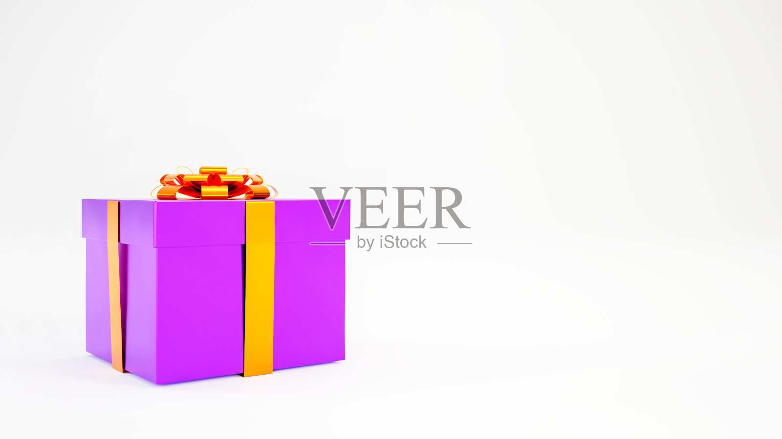 万圣节礼盒与橙色和紫色的颜色在白色背景和复制空间，3d渲染。照片摄影图片