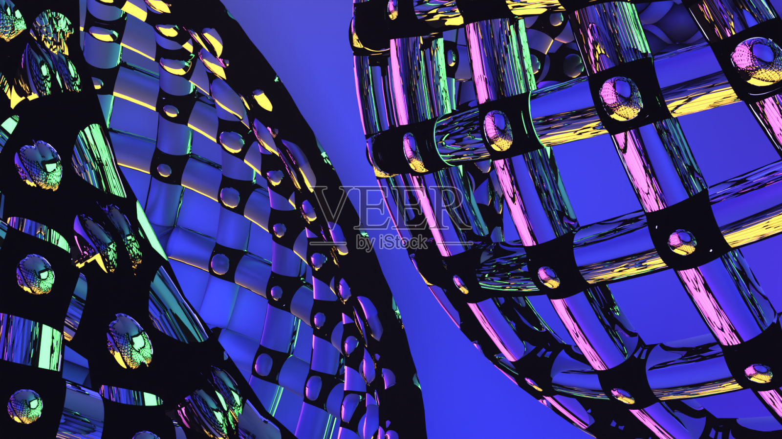 抽象的未来主义闪闪发光的玻璃形状在紫色的背景。3 d渲染。照片摄影图片