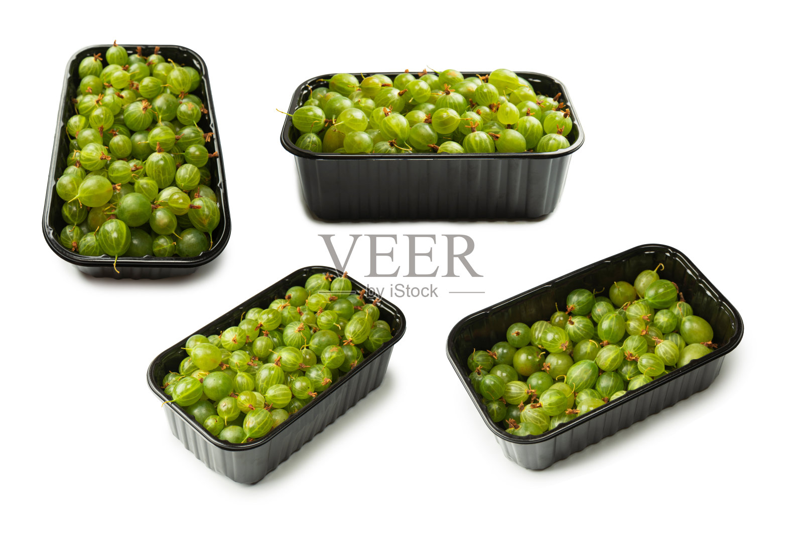 在白色背景上孤立的一群醋栗照片摄影图片