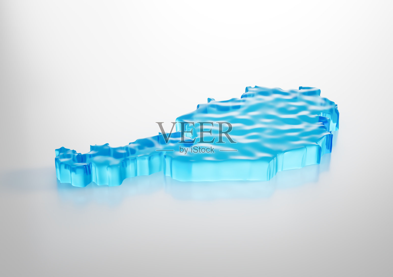 深海蓝色冰水奥地利地图全球变暖水存储概念3D插图照片摄影图片