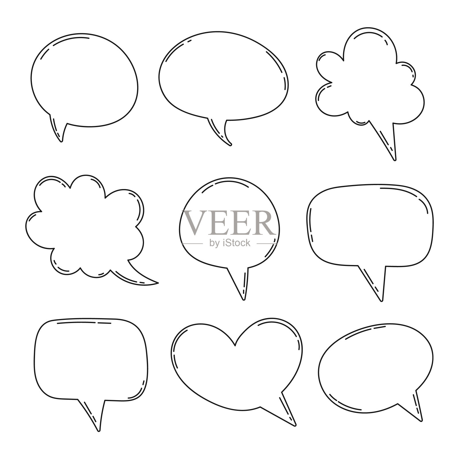 手绘大纲演讲泡泡集插画图片素材