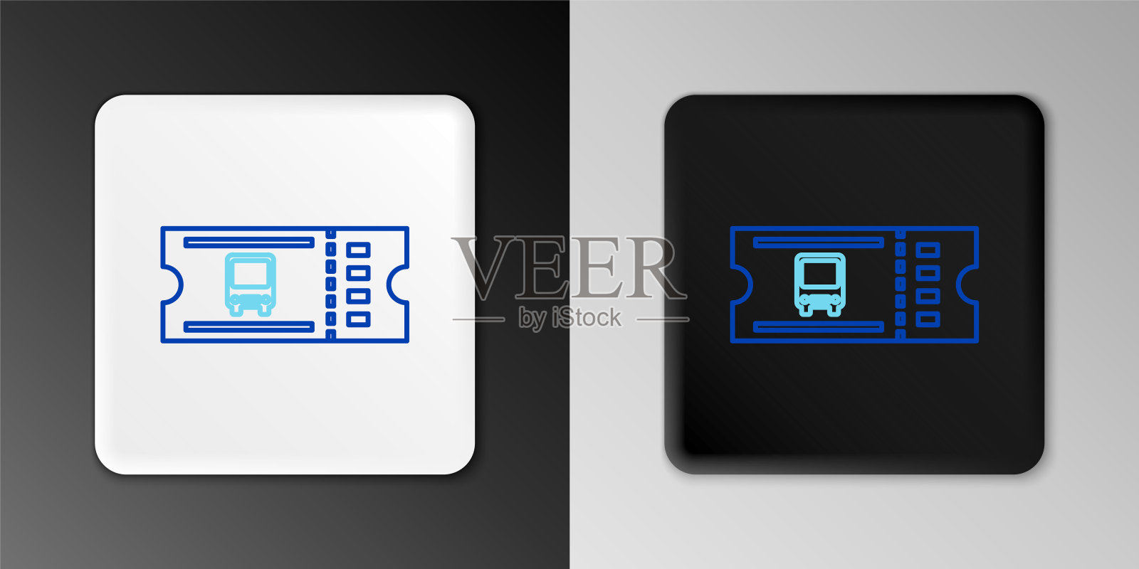 线路公交车票图标孤立的灰色背景。公共交通车票。色彩缤纷的轮廓概念。向量插画图片素材