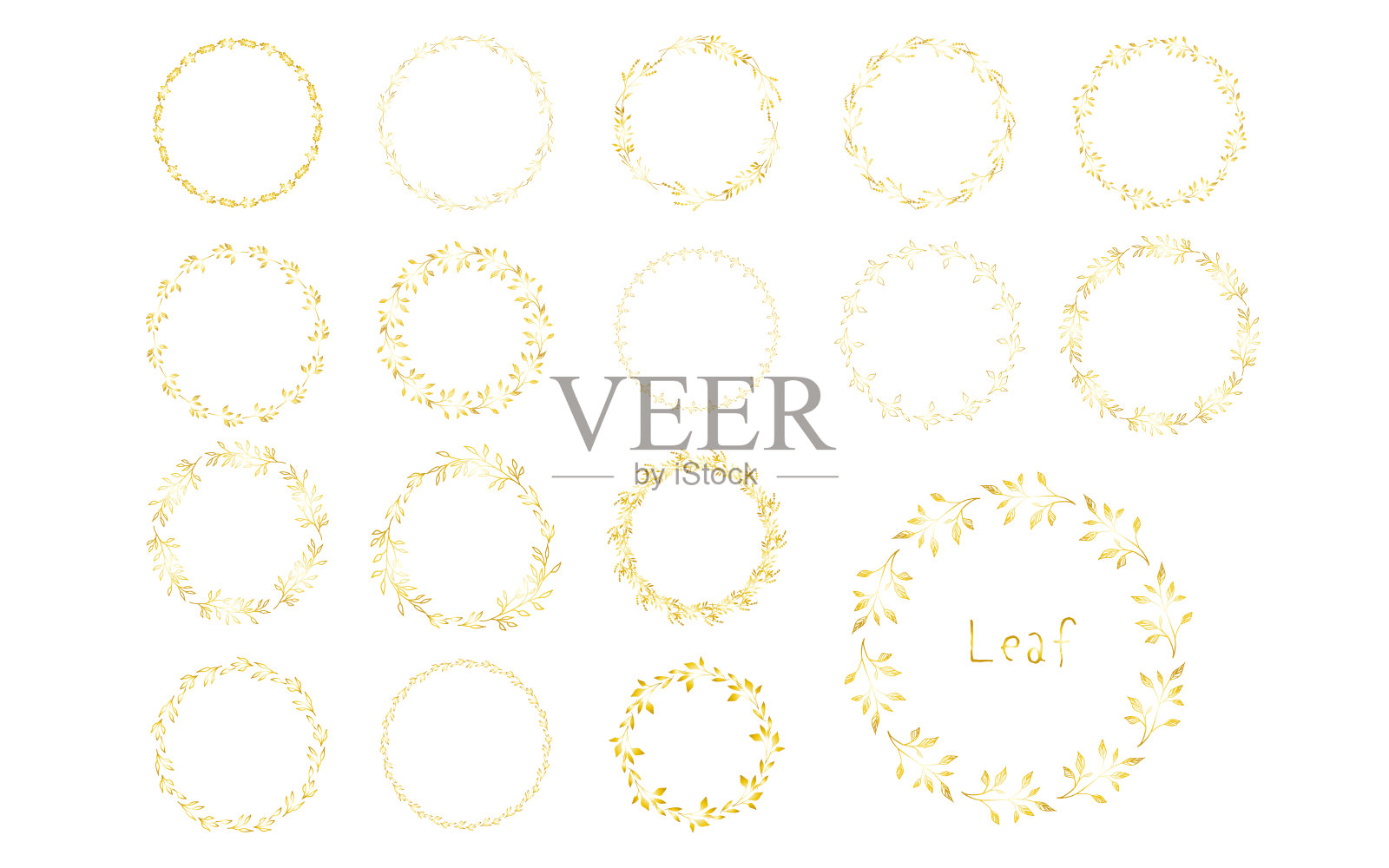 一套绿色框架。黄金。插画图片素材