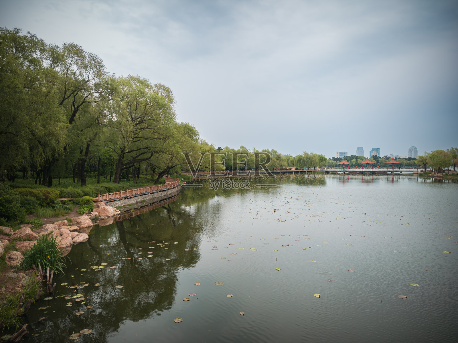 春湖下雨天的美丽风景，中国照片摄影图片