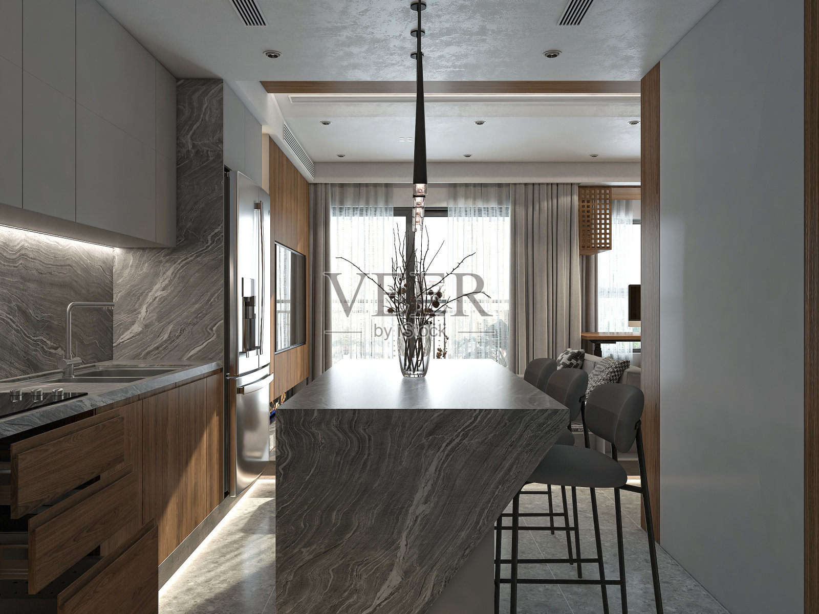 在厨房设计中平衡优雅与简单的艺术照片摄影图片