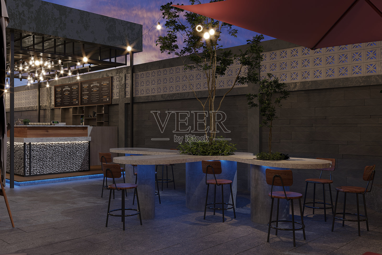 简单的艺术，可及的家具和自然的触摸室内屋顶咖啡和茶的地方照片摄影图片