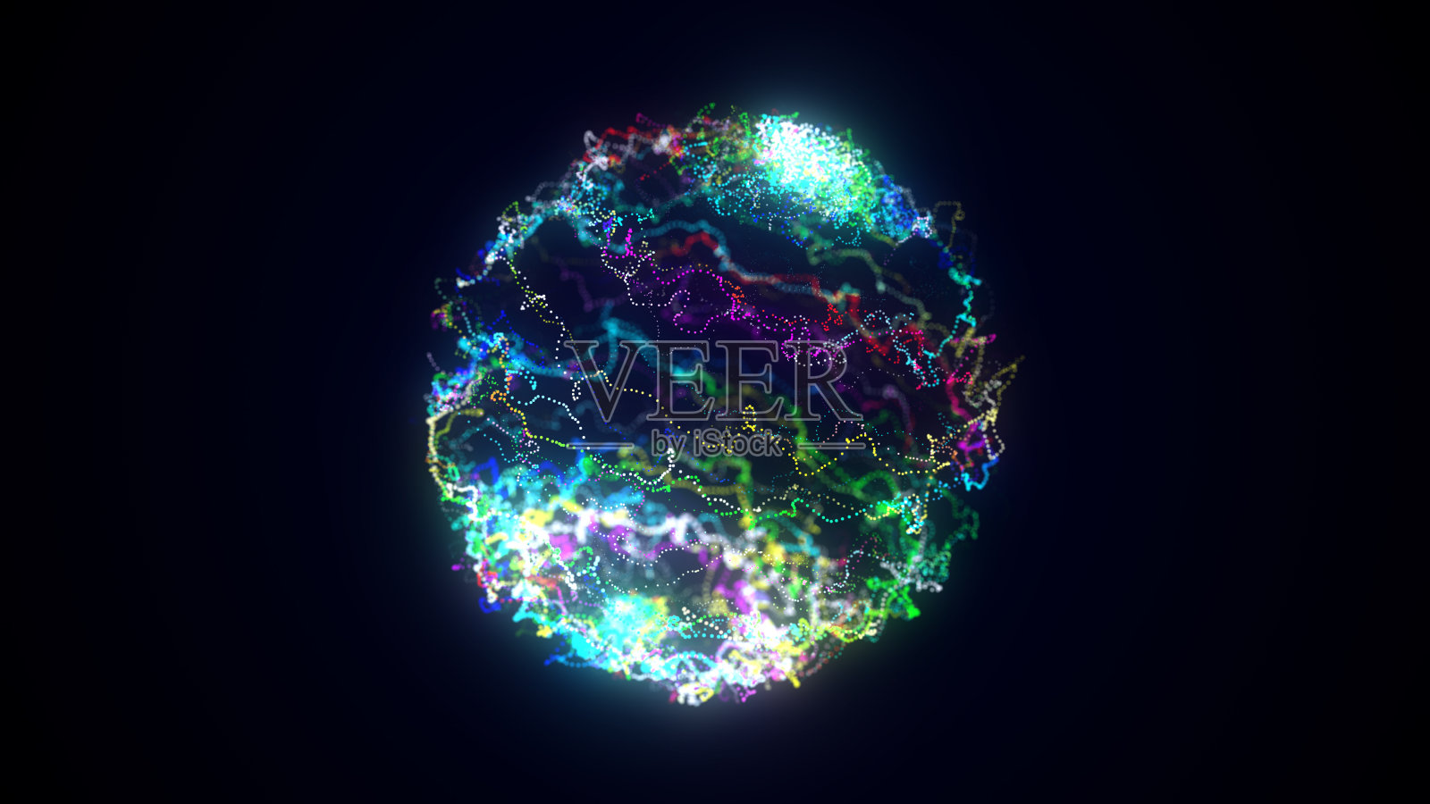 太空中的未来科幻球体。科技圈一个网络连接大数据。带有粒子的数字ai背景。抽象框架球。三维线框几何球体。3 d渲染。照片摄影图片