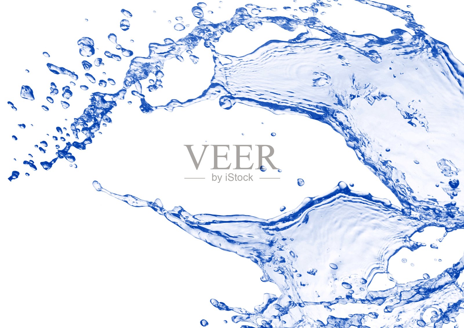 弯曲的蓝色波浪和水花照片摄影图片