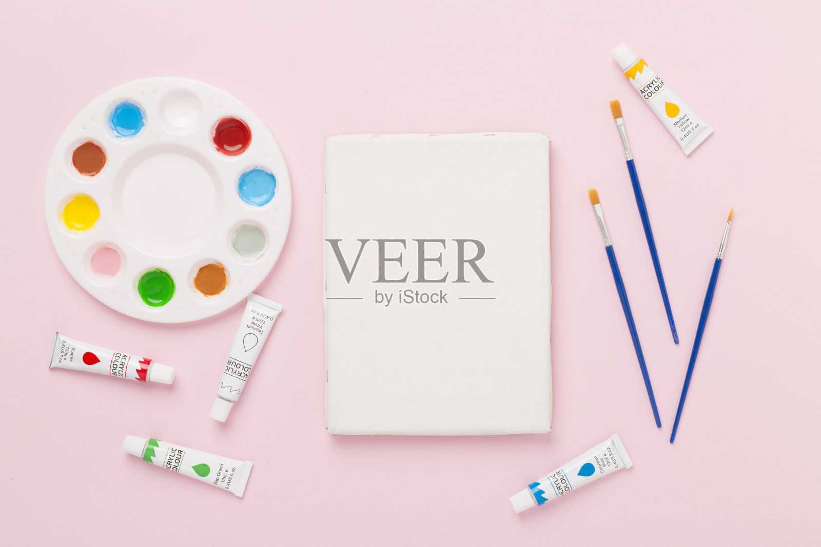 绘画工具的颜色背景，顶部，视图照片摄影图片