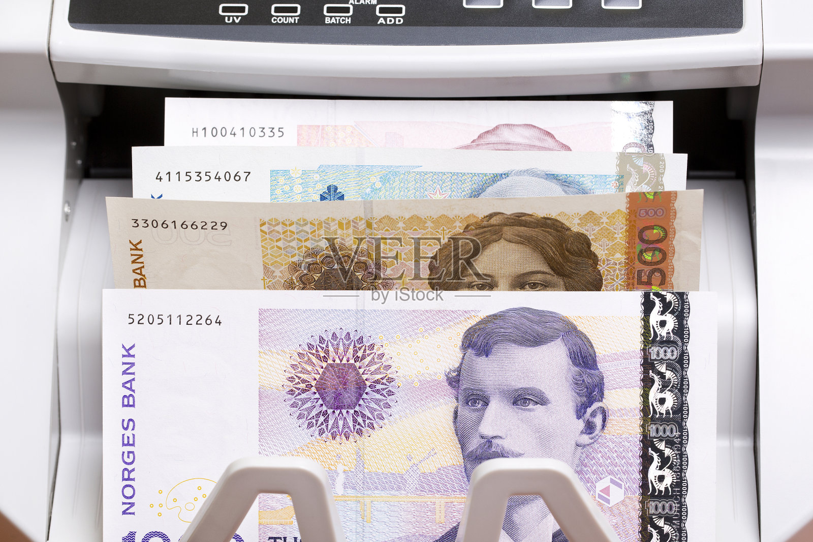 挪威克朗在计数机照片摄影图片