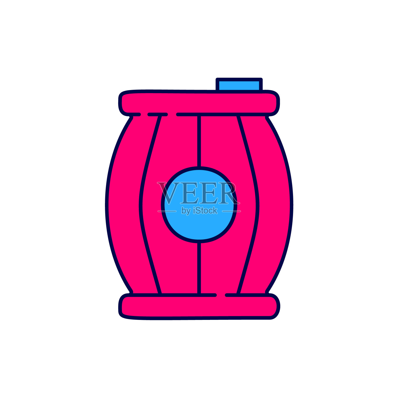 填充轮廓枪粉末桶图标孤立的白色背景。TNT炸药木制旧桶。向量插画图片素材