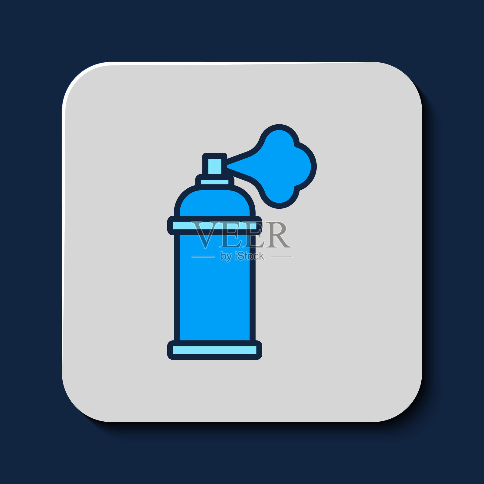 填充轮廓油漆喷雾可以图标隔离在蓝色背景。向量插画图片素材