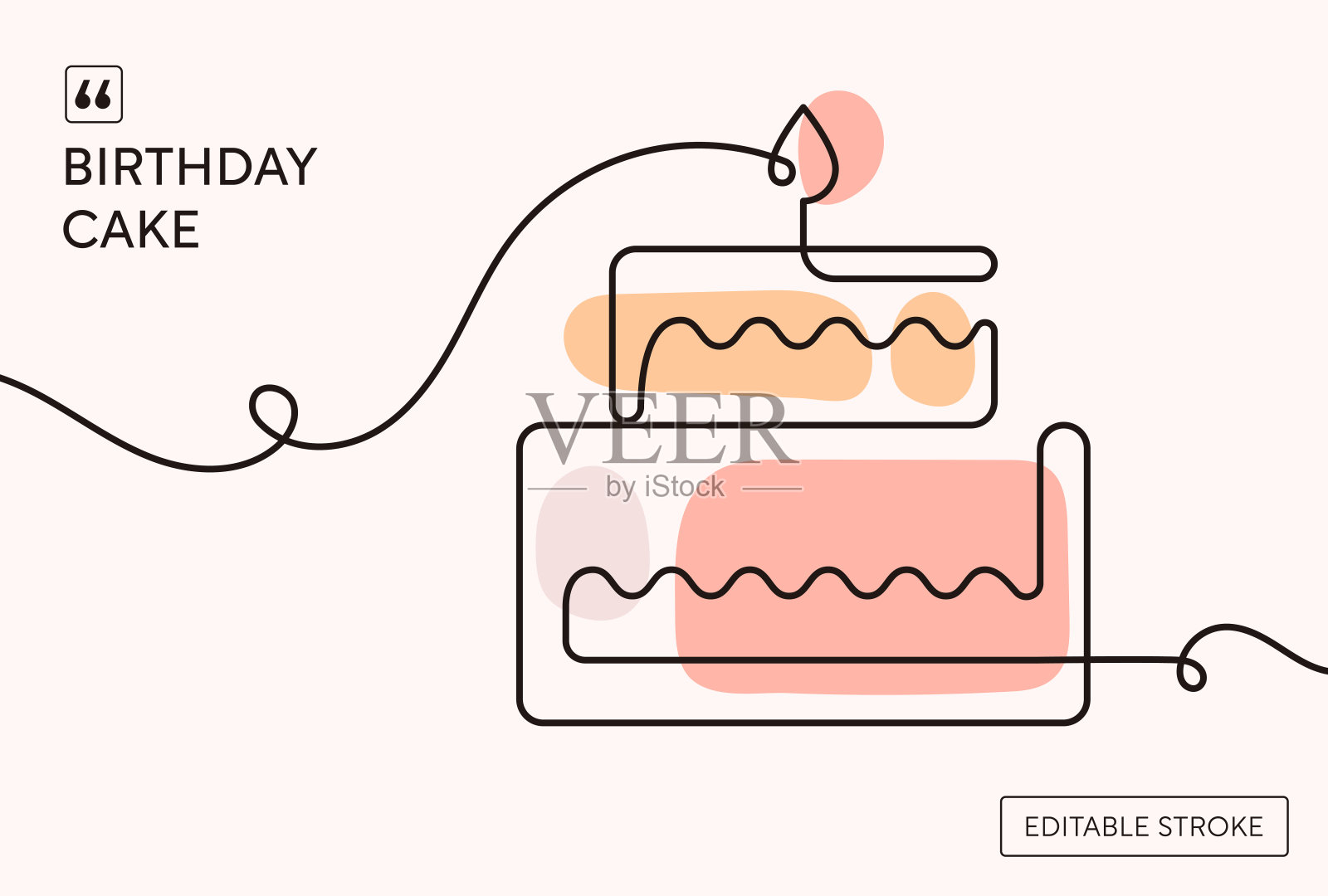 生日蛋糕连续线插图插画图片素材