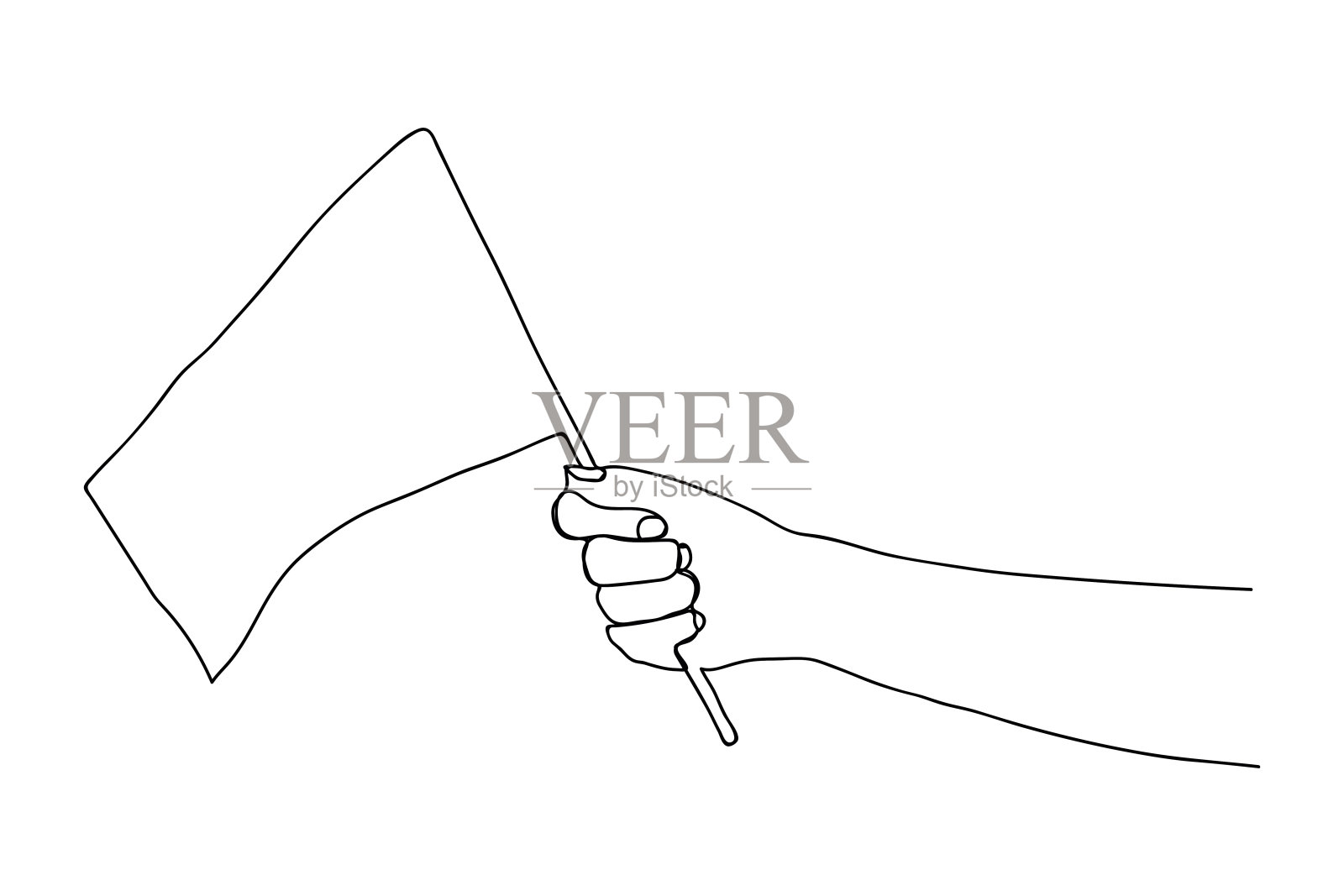 手持旗帜的连续线条画插画图片素材