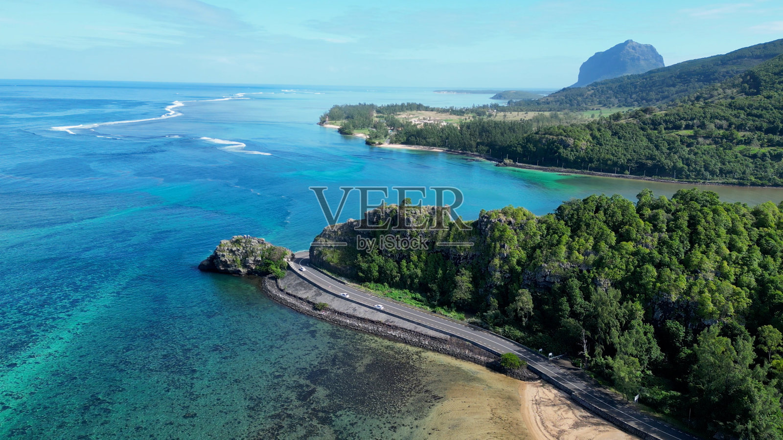 毛里求斯岛路易港的马孔德观景台。照片摄影图片