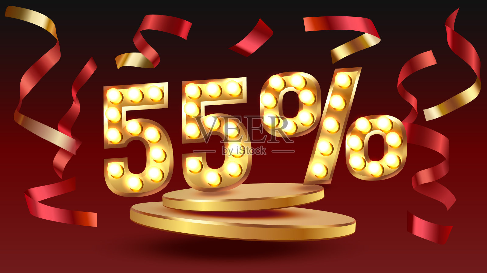 大减价，55特价横幅。金牌促销。矢量图插画图片素材