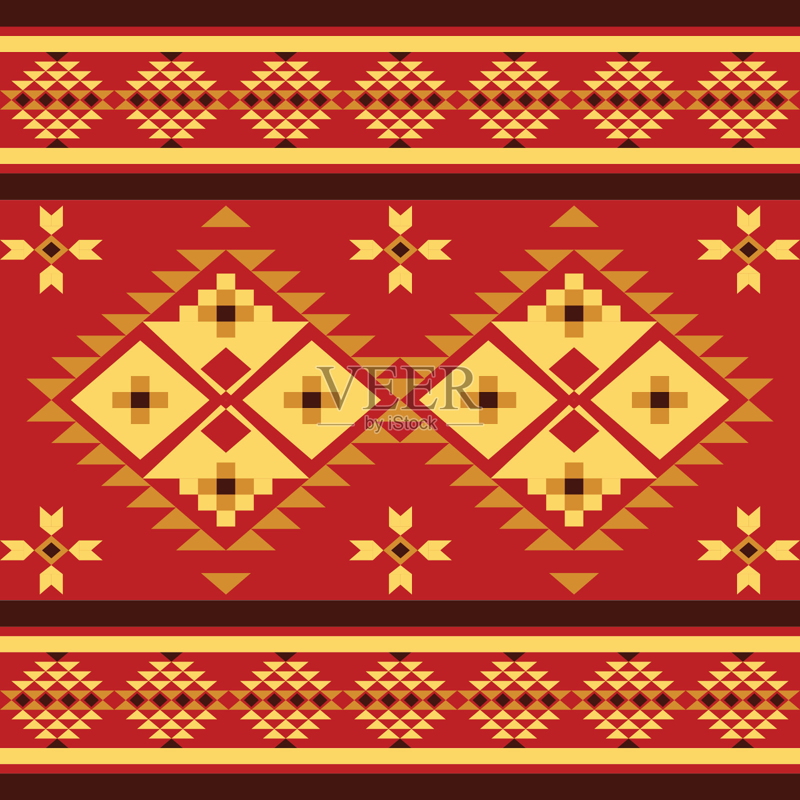 适合面料的纳瓦霍与美洲原住民图案设计插画图片素材