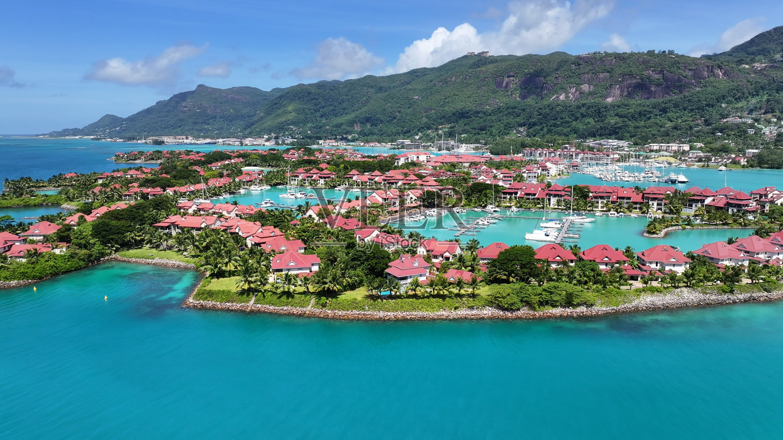 伊甸园岛在维多利亚在塞舌尔群岛塞舌尔。照片摄影图片