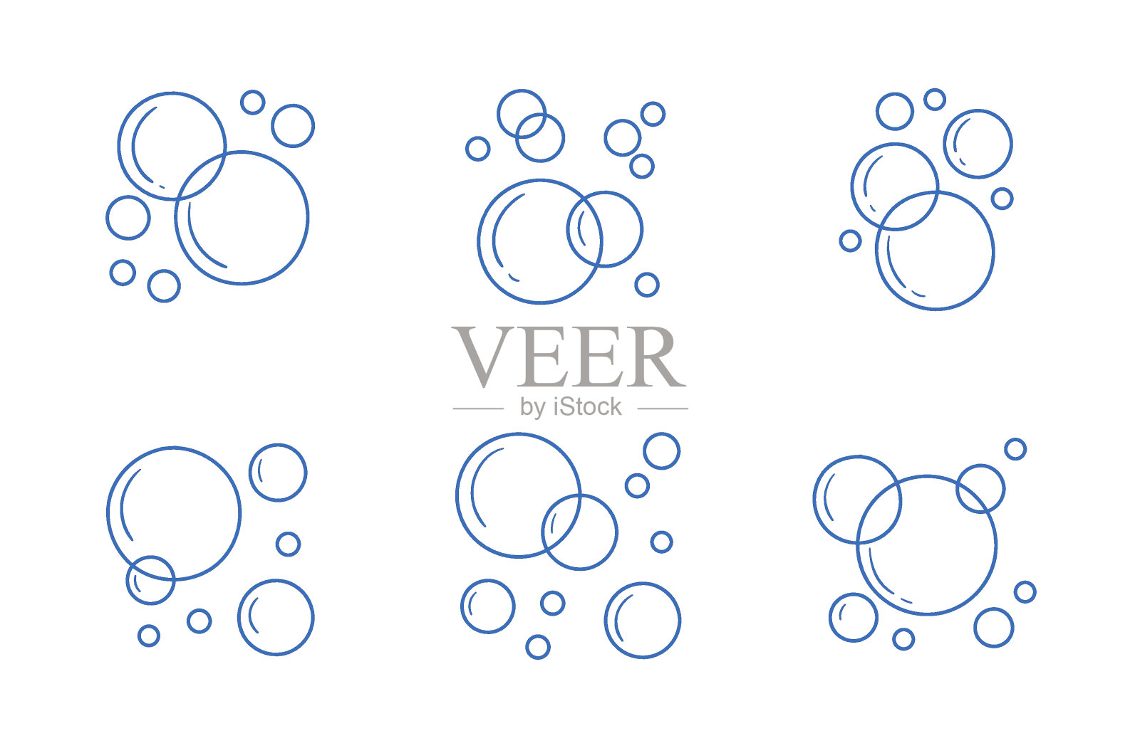 在涂鸦风格的肥皂泡图标集。手绘矢量插图在白色的背景插画图片素材