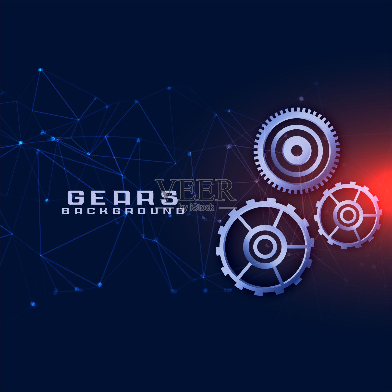 3d风格的金属齿轮背景与闪亮的效果插画图片素材