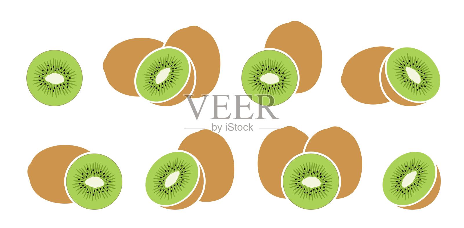 猕猴桃。孤立的猕猴桃，白色背景插画图片素材