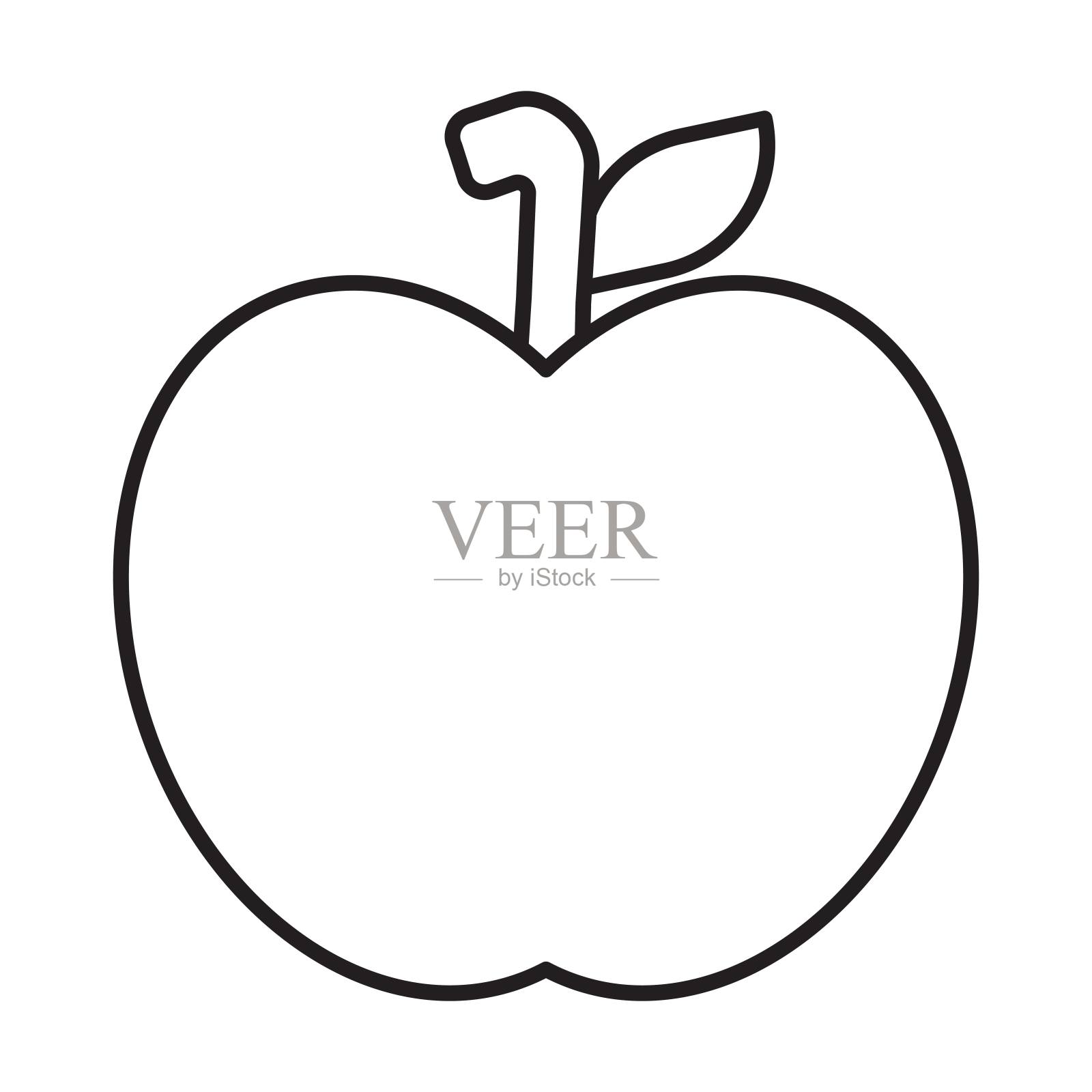 白色背景上的苹果图标矢量插画图片素材