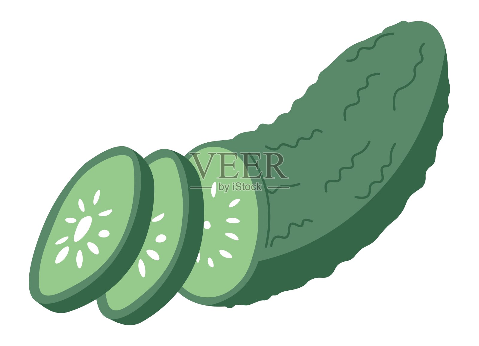 黄瓜片有机蔬菜从农场市场插画图片素材