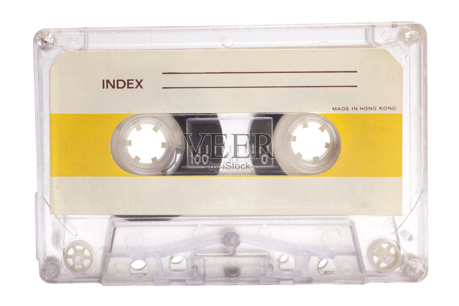 近景的复古录音带，孤立的白色背景照片摄影图片