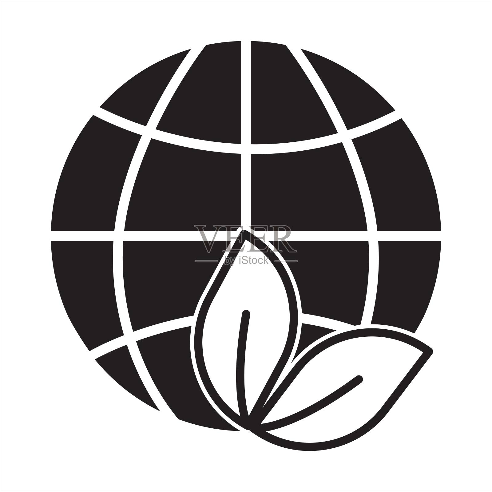 白色背景上的生态地球图标矢量插画图片素材
