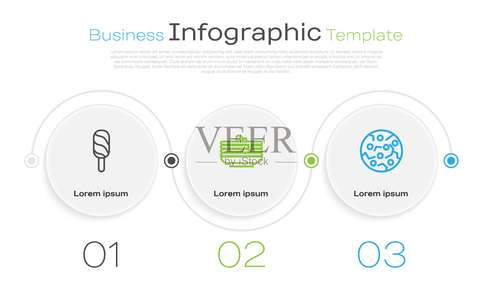 冰淇淋，煎饼和饼干或饼干。业务信息图表模板。向量插画图片素材