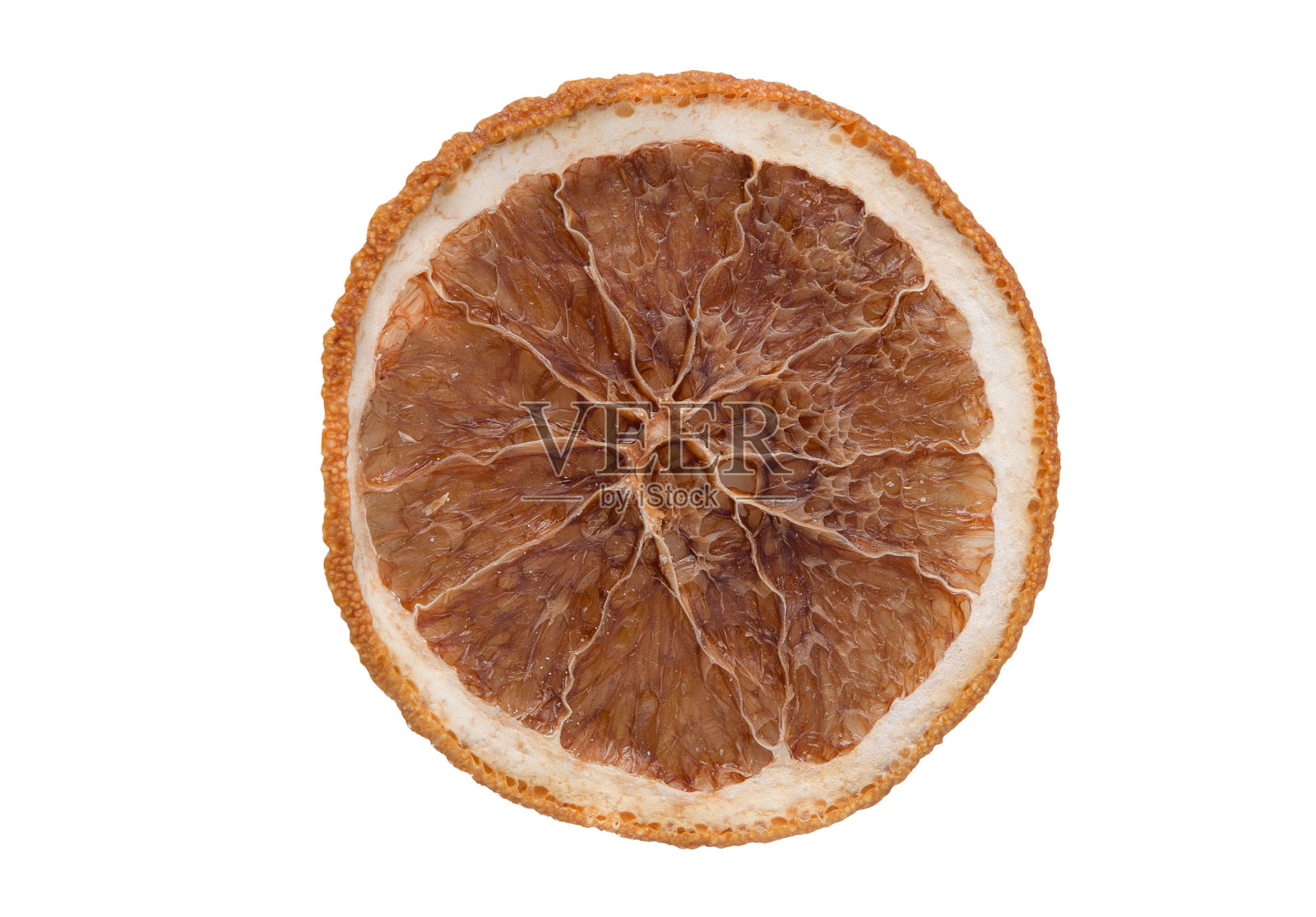 在白色背景上孤立的干橘子。晒一圈水果照片摄影图片